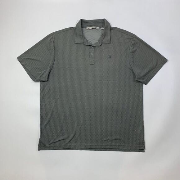 Travis Mathew Polo Shirt Men XL Extra Large Graphite Grey Weave Performance Golf - Picture 2 of 9